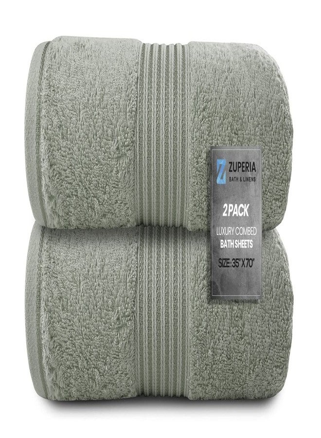 Zuperia Bath Sheets 35" x 70" Set of 2 Ultra Soft 600 GSM 100% Combed Cotton Extra Large Bath Towels, Highly Absorbent Daily Usage Bath Sheet Set Ideal for Pool, Home, Gym, Spa, Hotel (Light Grey) - Image 1