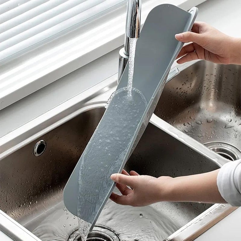 Suction Cup Sink Splash Guard Flexible Adjustable Water Splash Control Barrier for Kitchen and Bathroom Sink Anti Splash Protector Easy Install Reusable Design - Image 3