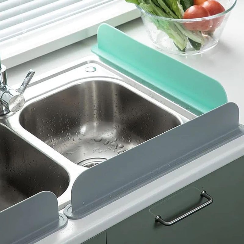 Suction Cup Sink Splash Guard Flexible Adjustable Water Splash Control Barrier for Kitchen and Bathroom Sink Anti Splash Protector Easy Install Reusable Design - Image 1