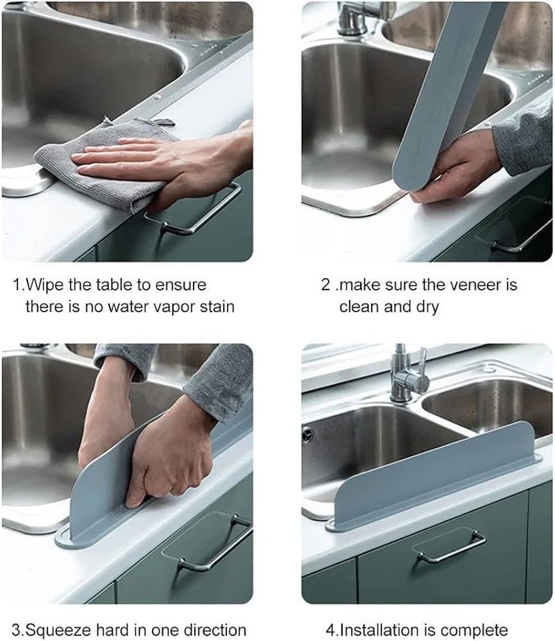 Suction Cup Sink Splash Guard Flexible Adjustable Water Splash Control Barrier for Kitchen and Bathroom Sink Anti Splash Protector Easy Install Reusable Design - Image 4