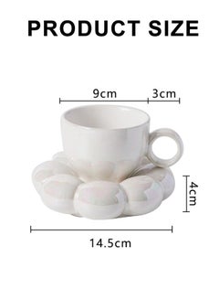 ShebSheb Ceramic Flower Coffee Mug with Saucer,Creative Cloud Coffee Cup,Ceramic Tea Cup Mug for Coffee Milk Tea Latte Yogurt  - Image 5