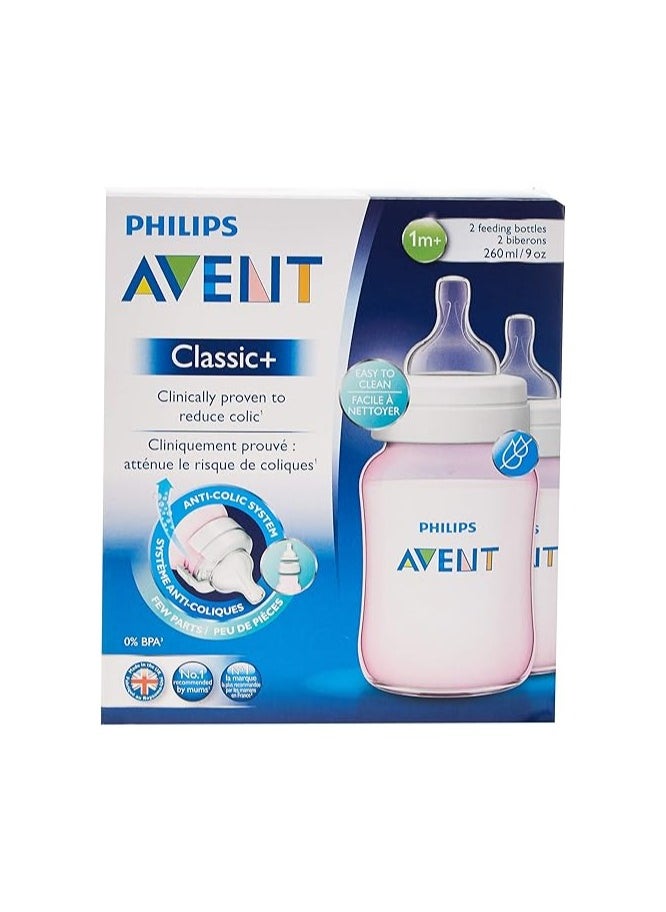 Avent Philips Avent Scf564/62 Classic Plus slow flow baby bottle Pink, 260 ml, 2 Pack 