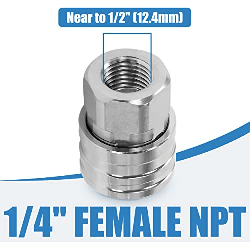 JOEJET 1/4" Pressure Washer Quick Connect Fittings-Stainless Steel Pressure Washer Adapter-1/4" Quick Disconnect Socket to 1/4" NPT Female Coupler-5000 PSI - Image 5