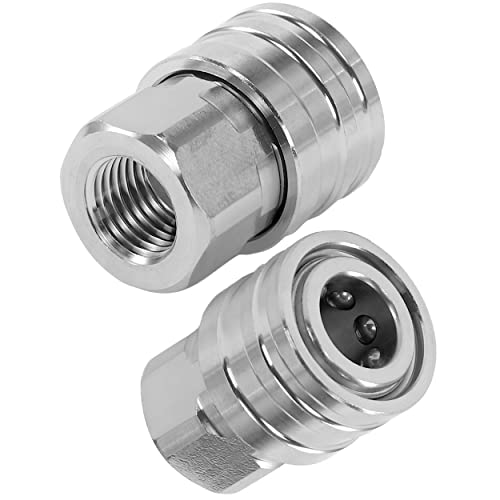 JOEJET 1/4" Pressure Washer Quick Connect Fittings-Stainless Steel Pressure Washer Adapter-1/4" Quick Disconnect Socket to 1/4" NPT Female Coupler-5000 PSI - Image 1