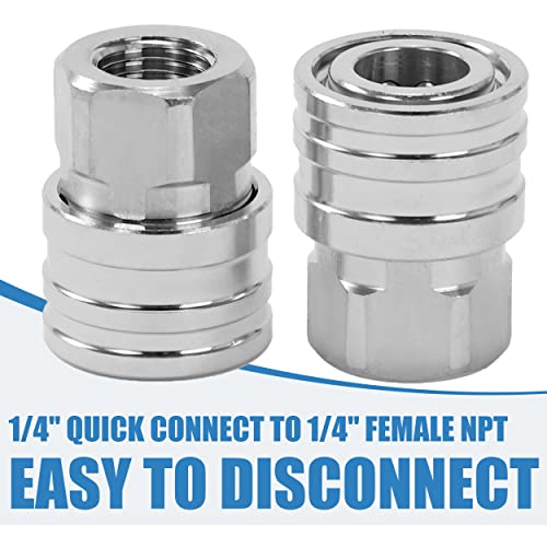 JOEJET 1/4" Pressure Washer Quick Connect Fittings-Stainless Steel Pressure Washer Adapter-1/4" Quick Disconnect Socket to 1/4" NPT Female Coupler-5000 PSI - Image 2