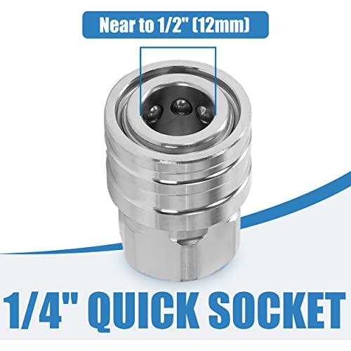 JOEJET 1/4" Pressure Washer Quick Connect Fittings-Stainless Steel Pressure Washer Adapter-1/4" Quick Disconnect Socket to 1/4" NPT Female Coupler-5000 PSI - Image 4