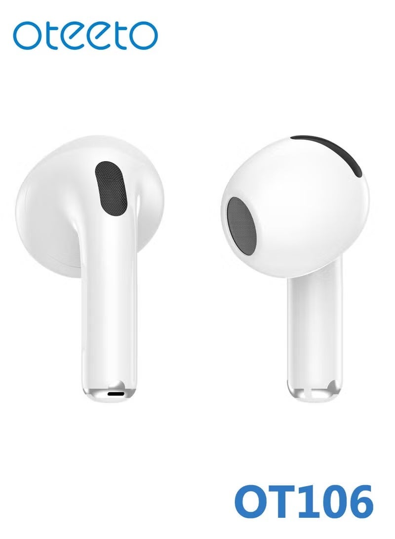Oteeto OT106 Wireless Bluetooth Earbuds White, Bluetooth 5.3, Noise Cancellation, Multifunctional Touch Control, Built In Microphone, True Wireless Stereo Earphones Compatible with Android Mobiles & Tablets - Image 2