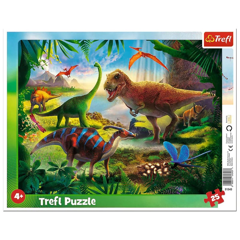 Trefl 25 Piece Jigsaw Puzzle Frame Dinosaurs Print  DIY Puzzle  Creative Fun  Classic Puzzle for Adults and Children from 3 Years Old - Image 1
