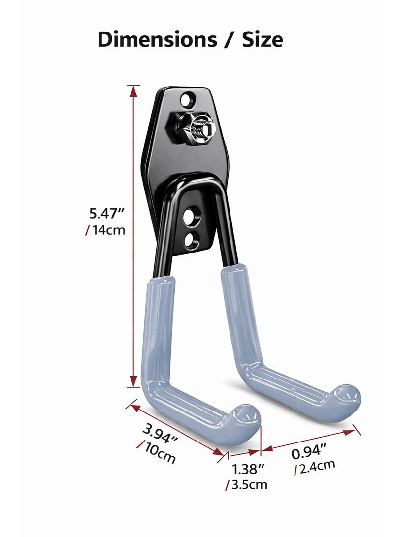 Heavy Duty Garage Wall Hooks – Multipurpose Storage Hooks for Ladders, Bikes, Tools & Garden Equipment, Rustproof Wall Mount Utility Hanger 30kg Load Capacity - Image 2