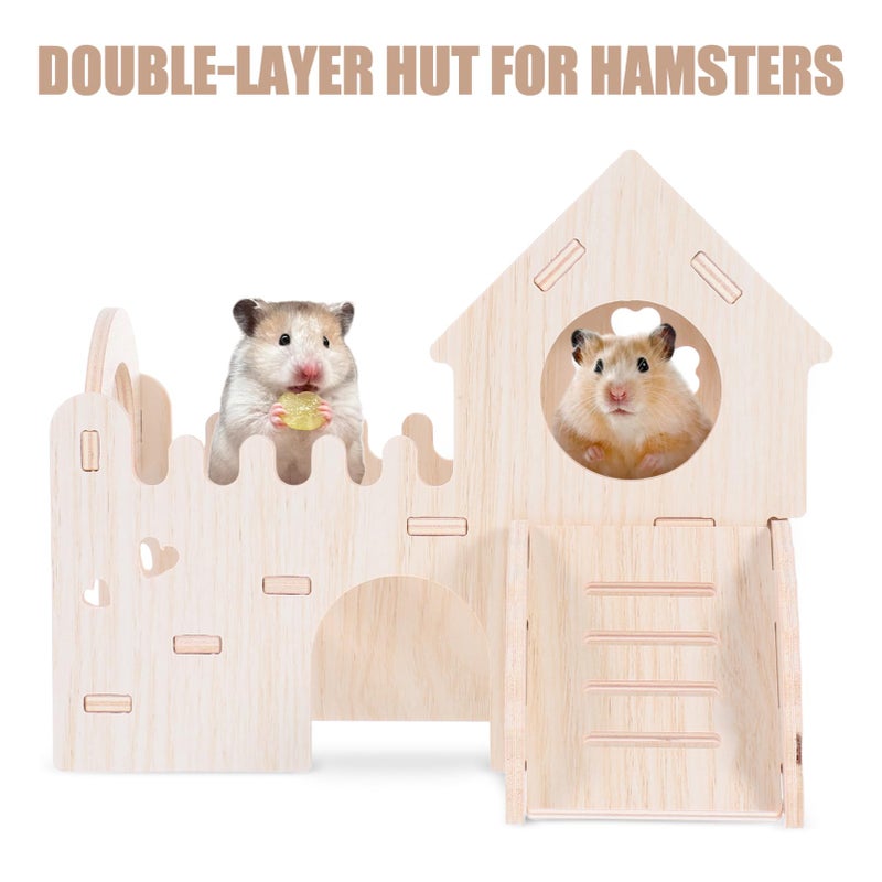 Hamster Maze Playhouse with Slide and Climbing Ladder Double Hideout for Small Animals - Image 4