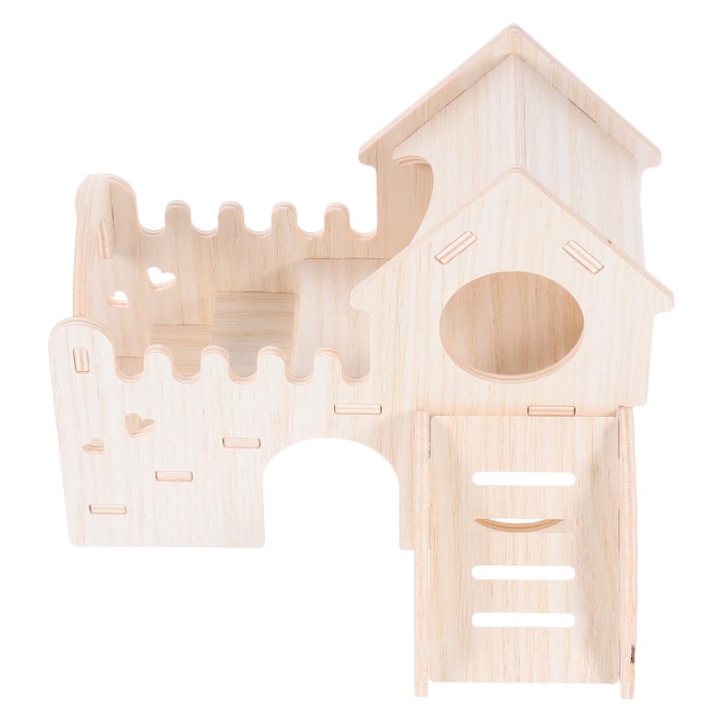 Hamster Maze Playhouse with Slide and Climbing Ladder Double Hideout for Small Animals - Image 2