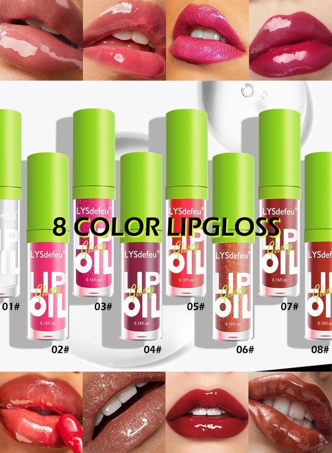 LYSdefeu 3 Colors Lip Oil Lip Glaze,Tinted Lip Gloss,Hydrating Lip Glow Oil Lipgloss,Transparent Pink Lip Stain Tinted Fat Lip Oil,Clear Glow Reviver Lip Care Oil,Women's Day Makeup Gift for Women-1+2+6 - Image 5