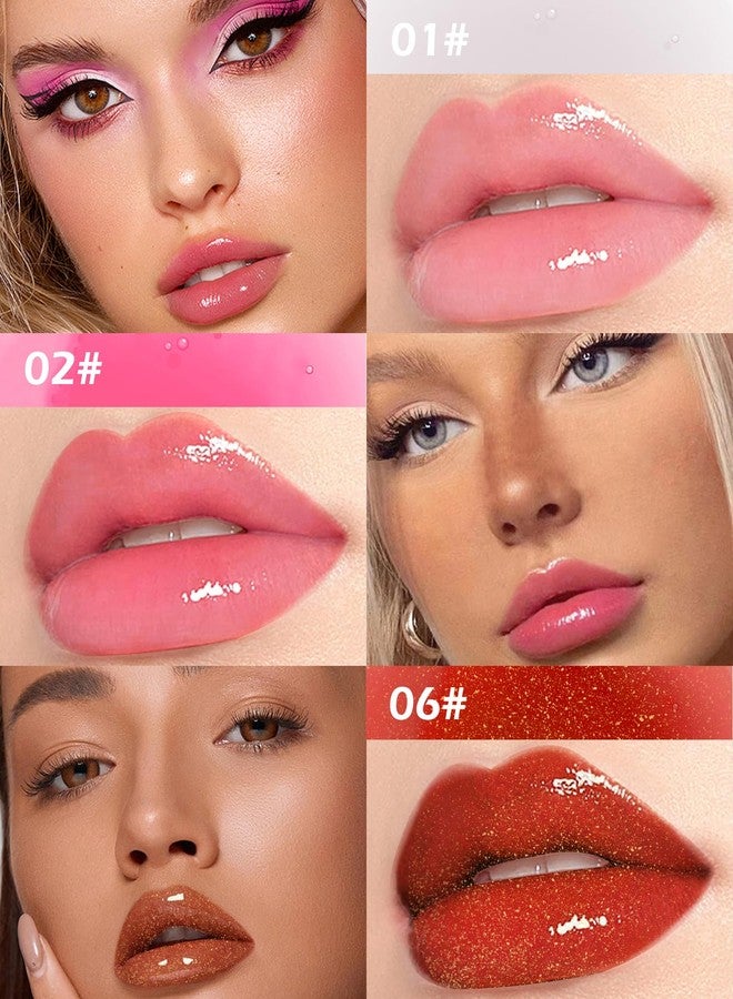 LYSdefeu 3 Colors Lip Oil Lip Glaze,Tinted Lip Gloss,Hydrating Lip Glow Oil Lipgloss,Transparent Pink Lip Stain Tinted Fat Lip Oil,Clear Glow Reviver Lip Care Oil,Women's Day Makeup Gift for Women-1+2+6 - Image 2