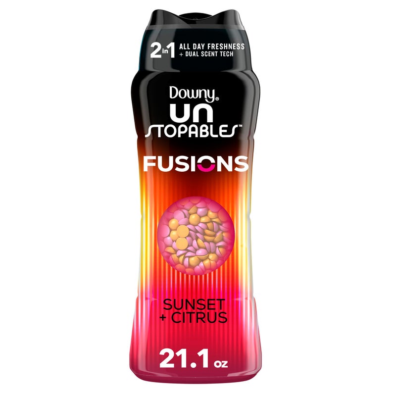 Downy Unstopables Fusions Scent Duos Laundry Scent Booster Beads, Sunset and Citrus Scent, 21.1 OZ, 24hr non-stop freshness with 2 in 1 dual scent laundry scent beads - Image 1