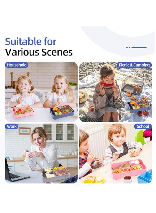 عام علبة بنتو بسعة 1330 مل، علبة بنتو مقاومة للتسرب للأطفال والبالغين، حاوية طعام تحتوي على 7 أقسام ومجموعة أدوات تناول الطعام، علبة وجبات خفيفة للأطفال، المدرسة، المكتب، مناسبة للميكروويف وغسالة الصحون. - Image 5