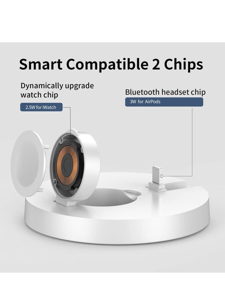 Excefore Wireless Charger, 2023 New for Apple Watch Charger 2 in 1 Wireless Charging Station Magntic Charging Stand  Durable TPU Design Compatible for iWatch Series - Image 5