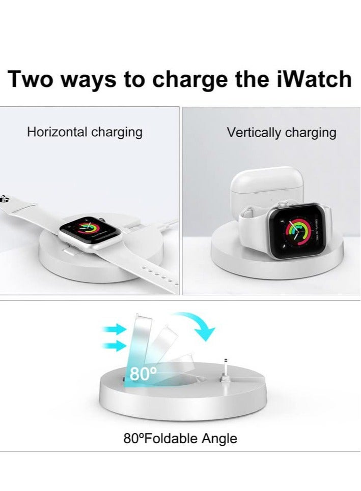 Excefore Wireless Charger, 2023 New for Apple Watch Charger 2 in 1 Wireless Charging Station Magntic Charging Stand  Durable TPU Design Compatible for iWatch Series - Image 2
