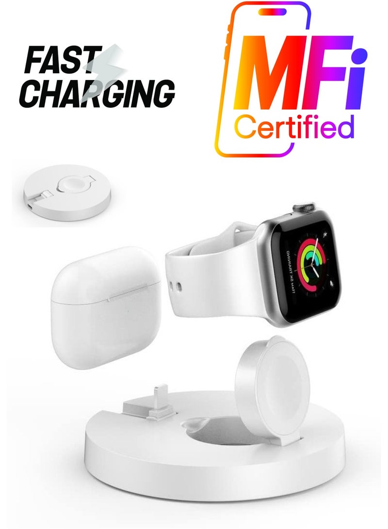 Excefore Wireless Charger, 2023 New for Apple Watch Charger 2 in 1 Wireless Charging Station Magntic Charging Stand  Durable TPU Design Compatible for iWatch Series - Image 1