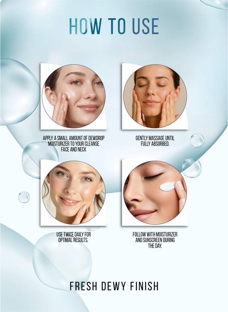 Malika Dewdrop Face Moisturizer 50g| Hyaluronic Acid & Niacinamide | Instant Hydration Face Cream | Moisturizer for All Skin Types - Image 4