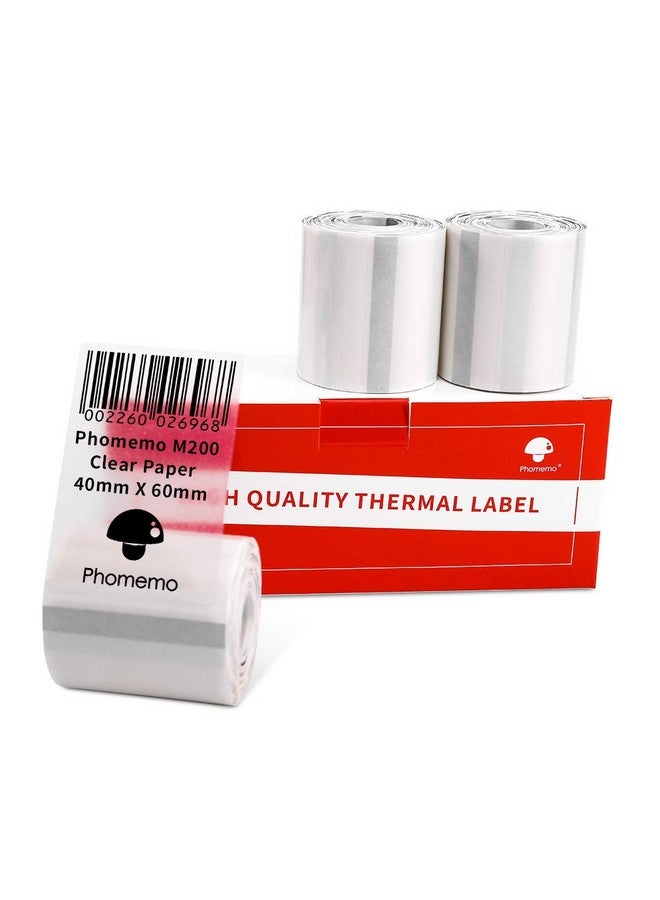 Phomemo 3 Roll Transparent 1 1/2 X 2 1/4 (40Mm X 60Mm) Multipurpose Clear Selfadhesive Label For Phomemo M200/M110S/M220/M221/M120 Label Maker130 Labels/Rollblack On Clear - Image 1