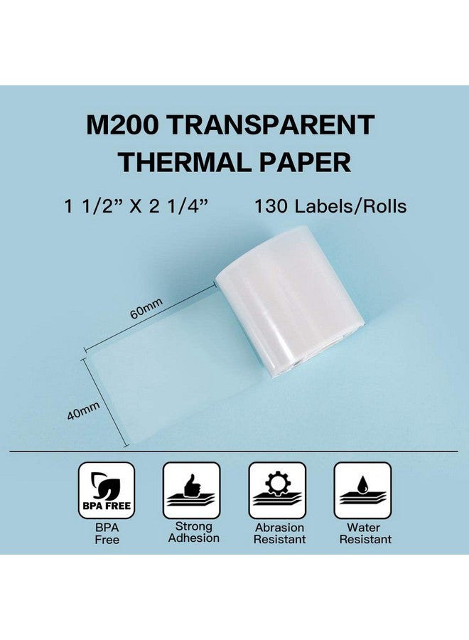 Phomemo 3 Roll Transparent 1 1/2 X 2 1/4 (40Mm X 60Mm) Multipurpose Clear Selfadhesive Label For Phomemo M200/M110S/M220/M221/M120 Label Maker130 Labels/Rollblack On Clear - Image 2