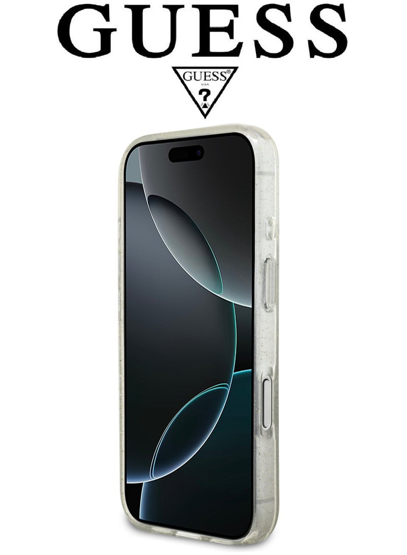 CG MOBILE Clear Transparent iPhone 17 Pro case with a stylish beaded bracelet. iphone 17 pro cover offers robust impact protection. phone case compatible with MagSafe wireless charging. iphone case features a stylish French design and is a licensed product of GUESS and CG MOBILE. - Image 3