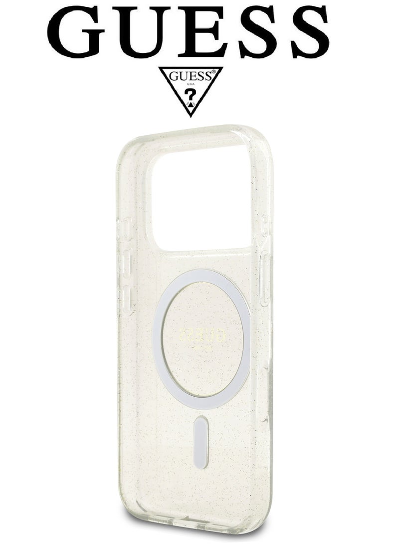 CG MOBILE Clear Transparent iPhone 17 Pro case with a stylish beaded bracelet. iphone 17 pro cover offers robust impact protection. phone case compatible with MagSafe wireless charging. iphone case features a stylish French design and is a licensed product of GUESS and CG MOBILE. - Image 5