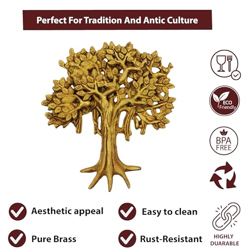 Putrika Brass Kalpvriksha Tree Wall Hanging | Karparga Viruksham | Karpaga Virushkam Maram Showpiece for Home Décor | Vastu Fengshui Gift [Weight: 850gm, Height: 7.8inch] - Image 5