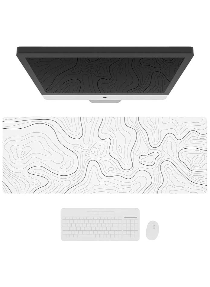 ريون لوحة ماوس ألعاب XL مقاس 31.5 × 11.8 بوصة بحواف مخيطة وقاعدة مضادة للانزلاق، سجادة مكتب طبوغرافية بسيطة، وسادة مكتبية ممتدة مناسبة للألعاب والعمل والاستخدام المنزلي واليومي - Image 5