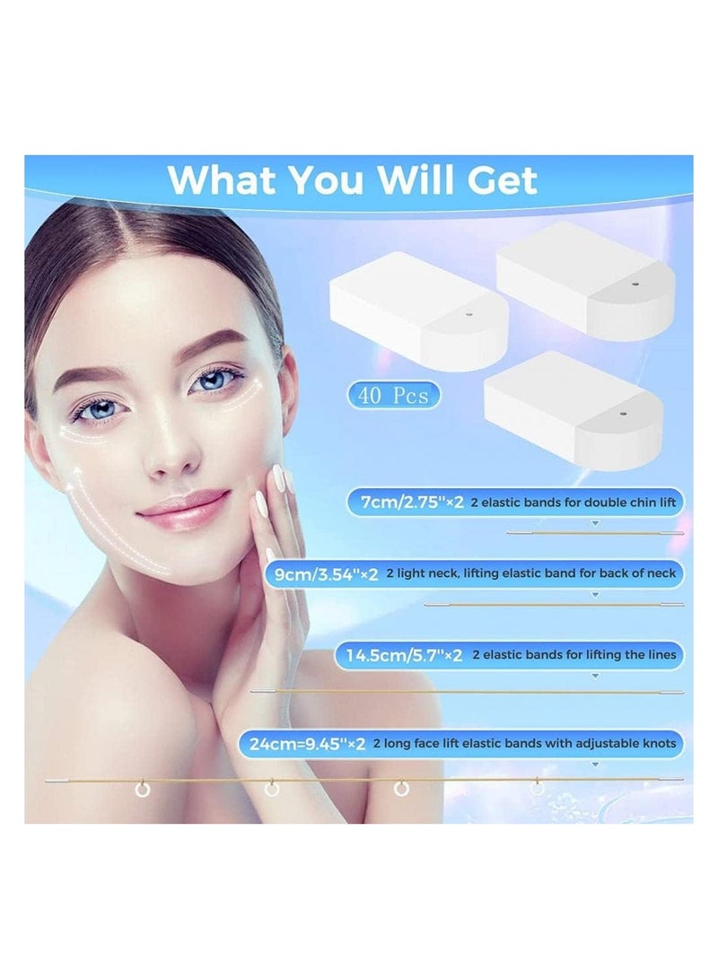VIUAUAX 40 Pcs Face Lifting Tapes with 4 Pcs Lifting Rope,Invisible Face Lift Tape Double Chin Sticker Instant Face Lift Sticker Adhesive Face Lifting Patch Neck Eye Lift Tape for Women Face Beauty - Image 4