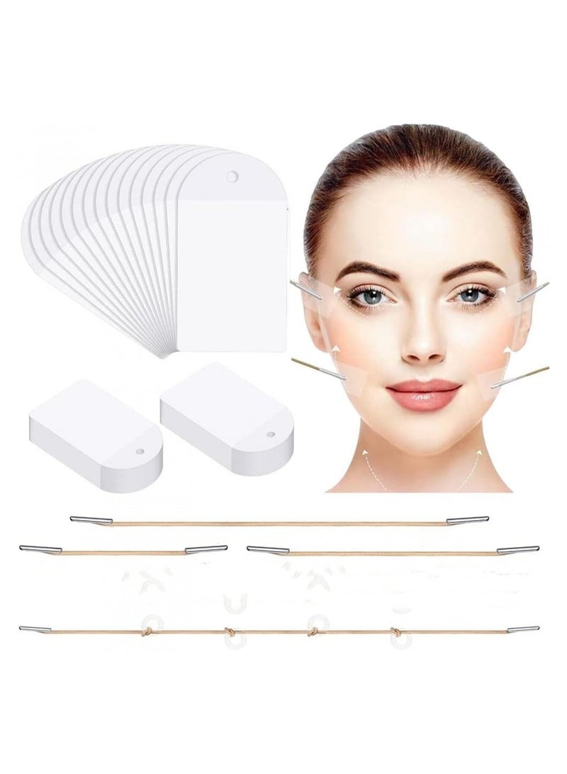 VIUAUAX 40 Pcs Face Lifting Tapes with 4 Pcs Lifting Rope,Invisible Face Lift Tape Double Chin Sticker Instant Face Lift Sticker Adhesive Face Lifting Patch Neck Eye Lift Tape for Women Face Beauty - Image 1