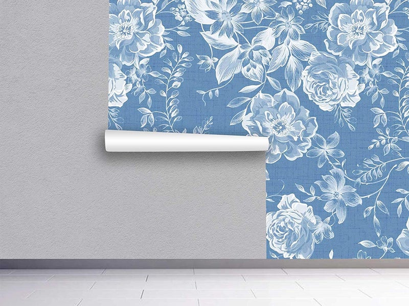 PAPER PLANE DESIGN Premium Self Adhesive Sticker Wallpaper. Theme - Aqua Blue Floral (16 x 90 inch x 1 Roll / 10 sq ft) (10 Square FEET (for Door)) - Image 5