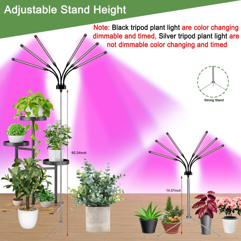 Mefflypee Grow Lights for Indoor Plants, LED Grow Light Stand, Red White Full Spectrum Plant Lamp with Adjustable Tripod, Gooseneck, Suitable for Flowers Vegetables (Type B) - Image 5