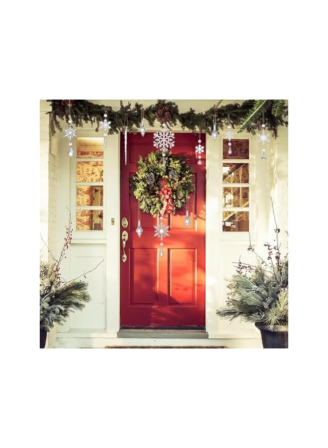 The Bros 10 قطع زينة شجرة عيد الميلاد، زينة كريستالية شفافة معلقة، مجموعة زخارف على شكل ثلج من الأكريليك لتزيين شجرة عيد الميلاد وحائط الحفلات، ثلج عيد الميلاد المعلق - Image 5