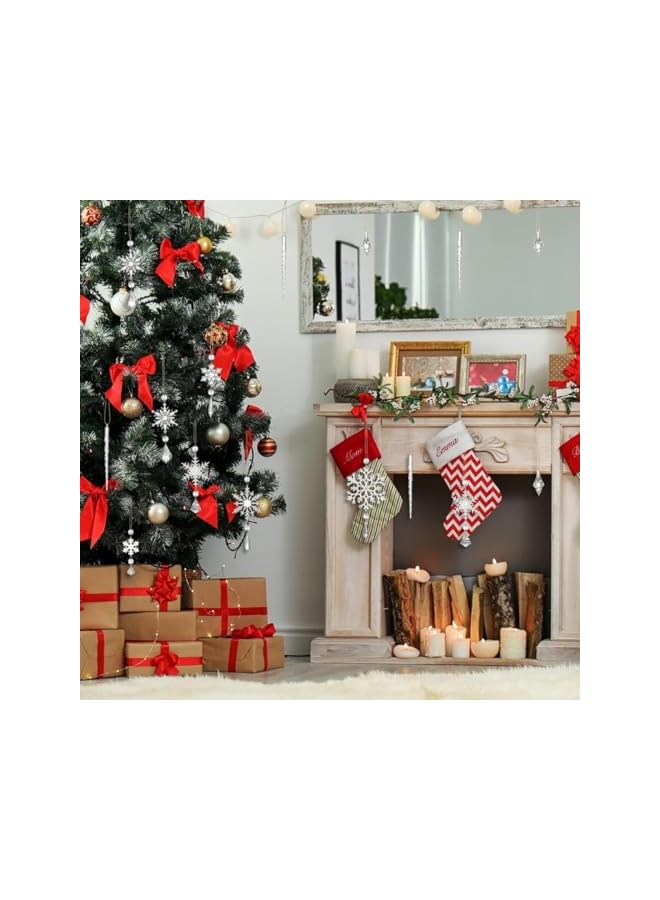 The Bros 10 قطع زينة شجرة عيد الميلاد، زينة كريستالية شفافة معلقة، مجموعة زخارف على شكل ثلج من الأكريليك لتزيين شجرة عيد الميلاد وحائط الحفلات، ثلج عيد الميلاد المعلق - Image 4