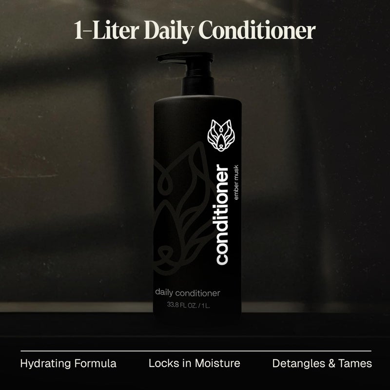 Black Wolf Mens Everyday Hair Conditioner, 1 Liter - Salon-Grade Professional Deep Conditioner Smooths, Detangles & Locks in Moisture for Hydrated & Moisturized Scalp - Hydrating For All Hair Types - Image 2