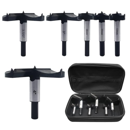 BeQell Large Size Forstner Bit Set 6PCS,1-1/4 Inch to 4 Inch Carbide Forstner Drill Bit,Hex Shank Wood Hole Saw Set Woodworking Hinge Cutter Tool Kits for Hard Wood Plastic Plywood with Storage Case - Image 1
