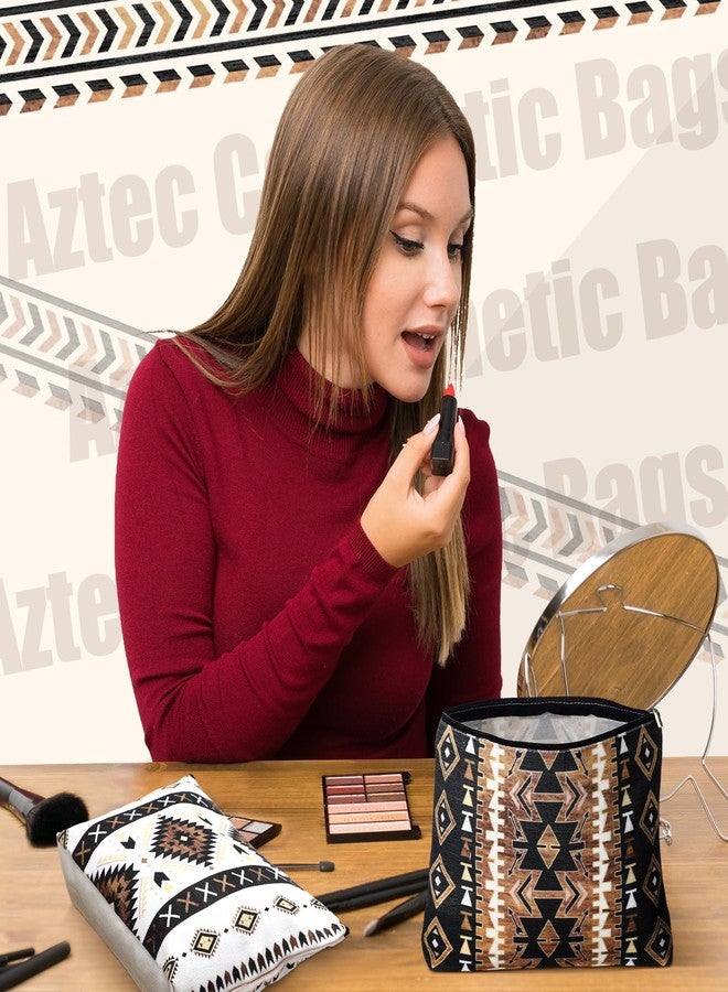 ريجيناري مجموعة ريجيناري المكونة من 12 قطعة من حقائب مستحضرات التجميل بتصميم الأزتك، حقيبة مكياج رعاة البقر، هدايا غربية للنساء، حقيبة أدوات تجميل للسفر، منظم مستحضرات تجميل للنساء، فرش، أدوات تجميل، إكسسوارات مجوهرات - Image 5