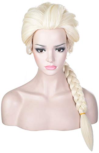 morvally Women Blonde Braided Ponytail Wig for Princess Cosplay Costume Halloween - Image 1
