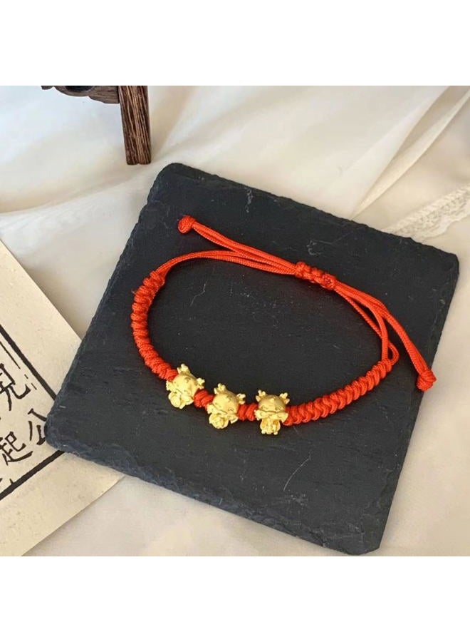 Frodete Dragon Braided Bracelet for Women New Year Bracelet Red Adjustable Bracelet Lucky Charm Bracelet Simple Lightweight Bracelet Best New Year Birthday Gifts for Her - Image 4
