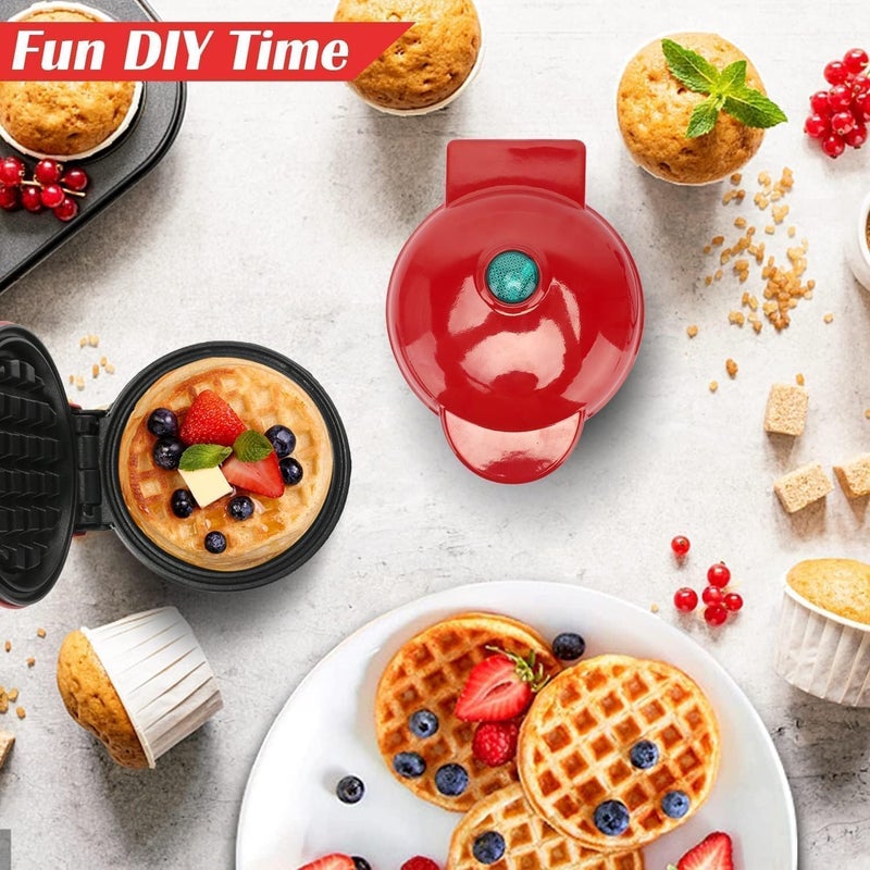 Hocimit Mini Waffle Maker Machine Suitable for Single Waffle Paninis Potato Pancake and Other Mini Waffle Making Machine Anytime Anywhere for Breakfast Lunch or Snack Multicolor - Image 5
