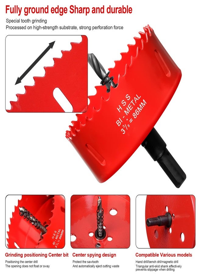 ITOOLFIRM Hole Saw 3 3/8” (86mm) for Wood and Plastic, HSS Bi-Metal Hole Cutter Core Drill Bit for Drywall, PVC Boards, Fiberglass and Vent Pipes - Image 4