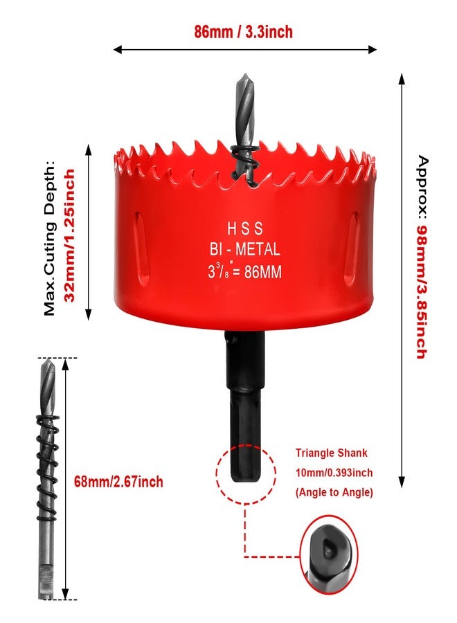ITOOLFIRM Hole Saw 3 3/8” (86mm) for Wood and Plastic, HSS Bi-Metal Hole Cutter Core Drill Bit for Drywall, PVC Boards, Fiberglass and Vent Pipes - Image 2