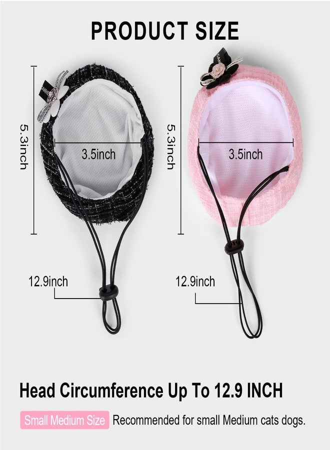 HOWWFALY 2PCS Cat Beret Hat with Camellia, Adjustable Bow Bandana Scarf Set Pet Princess Costume for Halloween Christmas, Cat Dog Birthday Party Apparel (Camellia) - Image 5