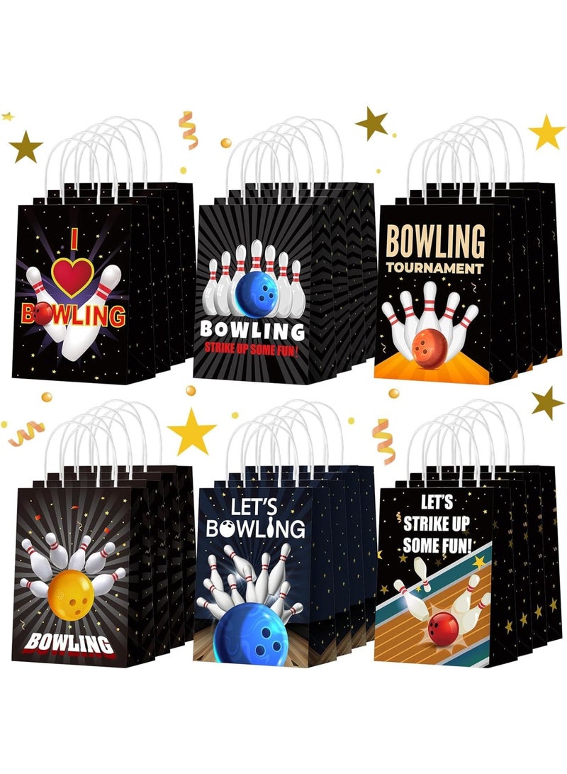 Bowling Party Favor Bags, 24Pcs Paper Gift Bags with Handles for Bowling Birthday Decorations, Sport Theme Candy Treat Pouch, Durable Party Supplies for Kids and Adults, Black - Image 1