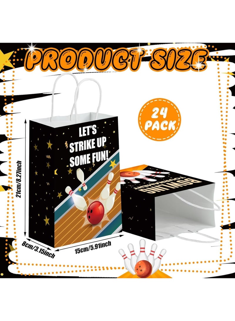 Bowling Party Favor Bags, 24Pcs Paper Gift Bags with Handles for Bowling Birthday Decorations, Sport Theme Candy Treat Pouch, Durable Party Supplies for Kids and Adults, Black - Image 2