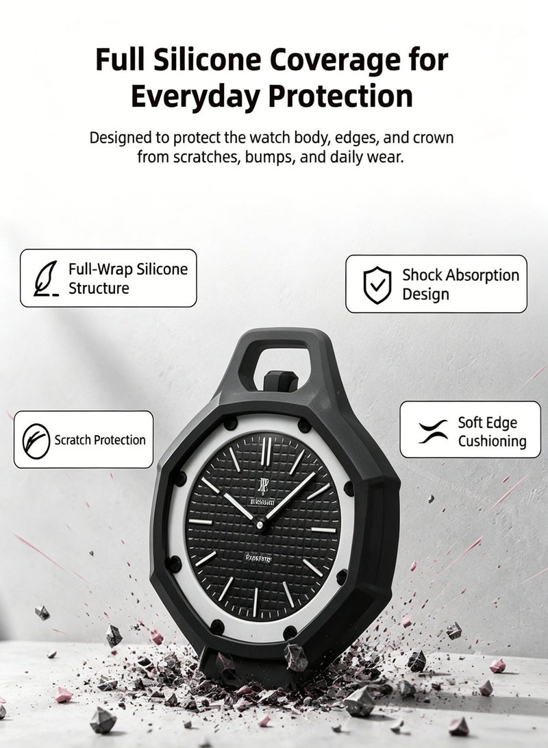 حافظة متوافقة مع ساعة الجيب AP x Swatch Royal Pop، غطاء واقي من السيليكون للساعة مزود بمشبك كارابينر وحبل تعليق، سهلة الحمل ومقاومة للصدمات - Image 4