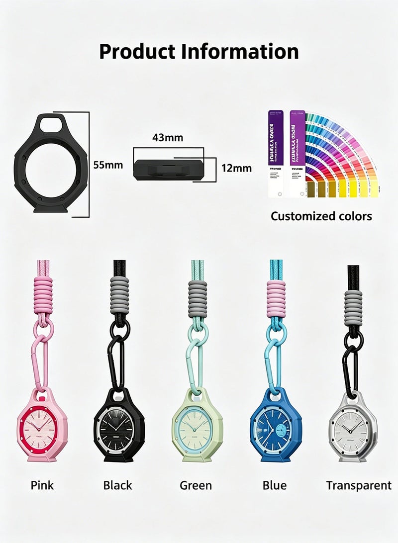 حافظة متوافقة مع ساعة الجيب AP x Swatch Royal Pop، غطاء واقي من السيليكون للساعة مزود بمشبك كارابينر وحبل تعليق، سهلة الحمل ومقاومة للصدمات - Image 2