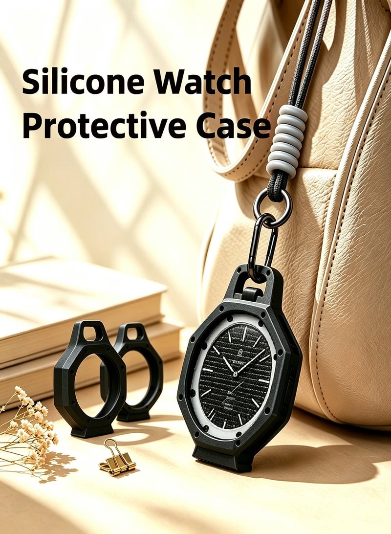 حافظة متوافقة مع ساعة الجيب AP x Swatch Royal Pop، غطاء واقي من السيليكون للساعة مزود بمشبك كارابينر وحبل تعليق، سهلة الحمل ومقاومة للصدمات - Image 1