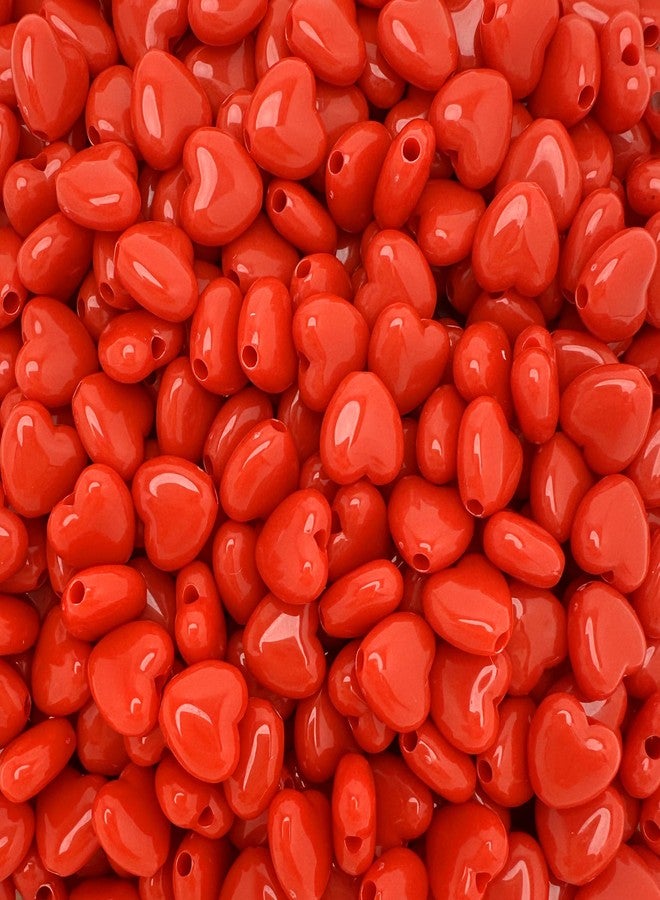 Craft Making Shop 500 Heart Shaped Acrylic Beads 10mm x 11mm Beads with 2.1mm Hole, Red - Image 1